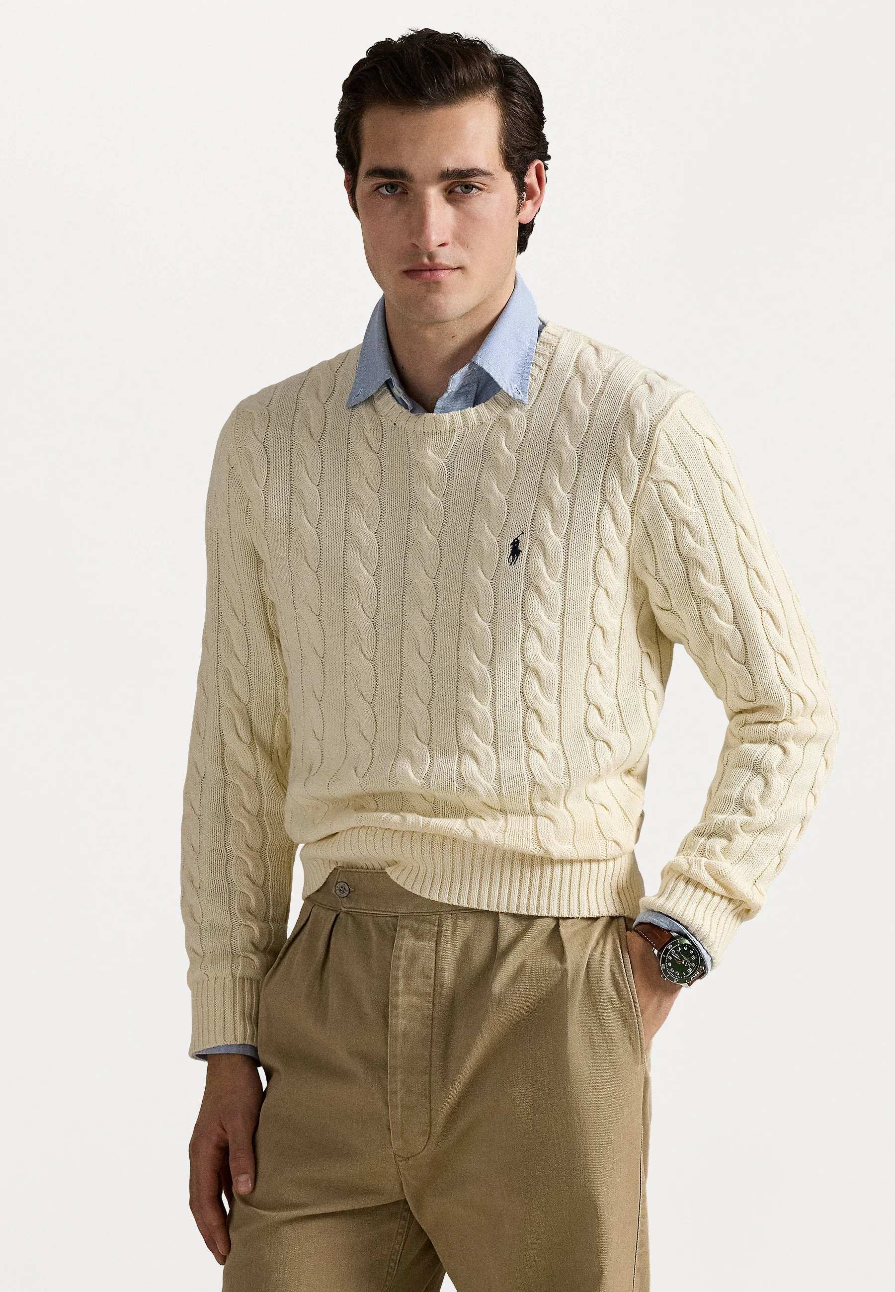Polo Ralph Lauren Cable-Knit Cotton Sweater - Beige