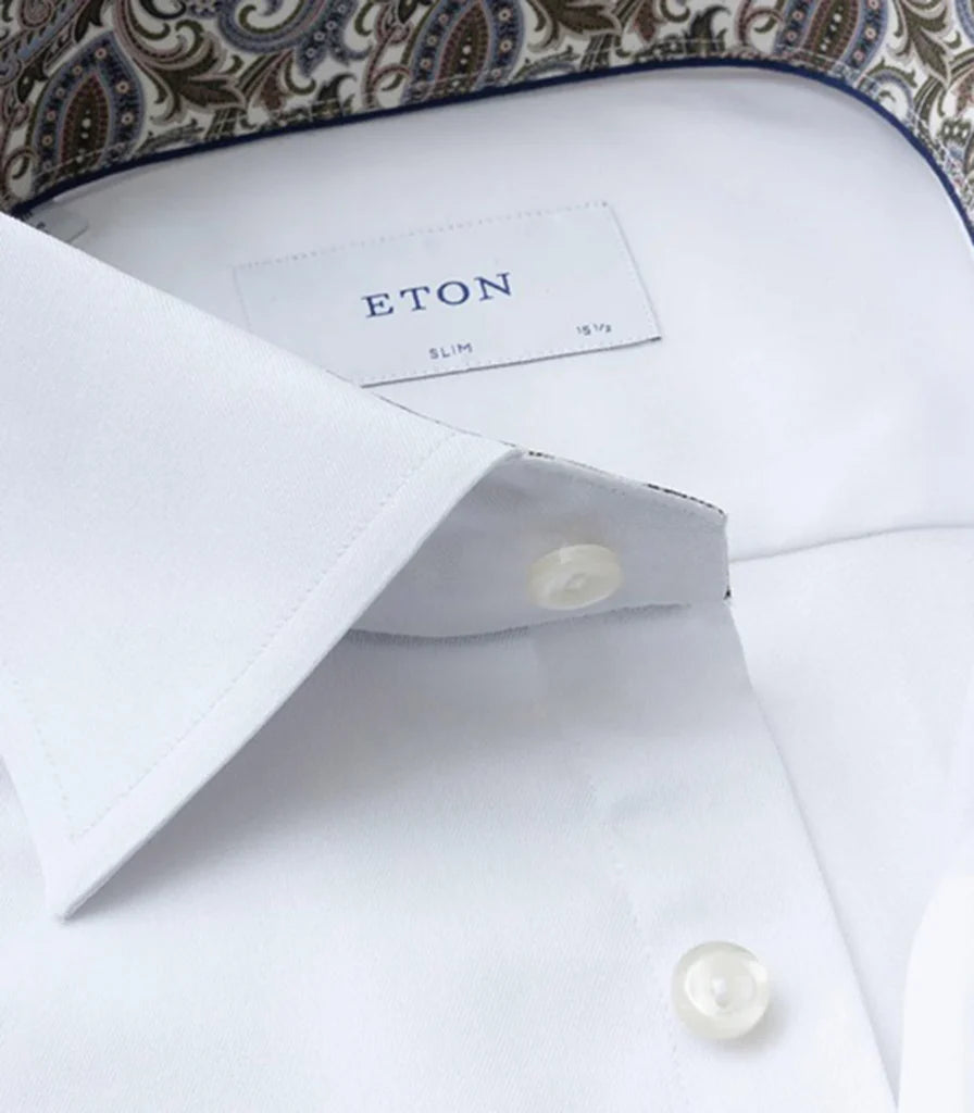 Slim Fit Paisley Effect Signature Twill Shirt In White