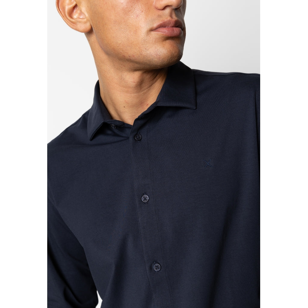 Clean Formal Stretch Shirt Navy