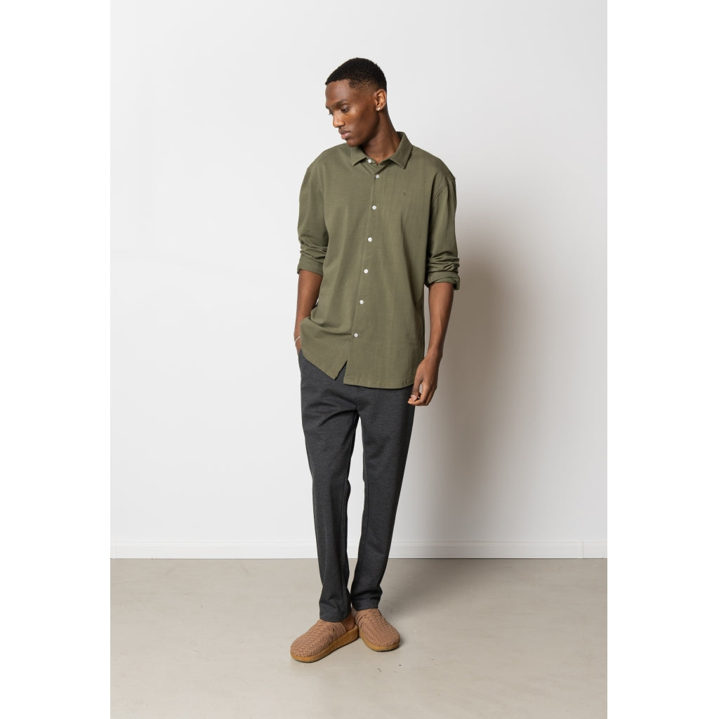Clean Formal Stretch Shirt Army
