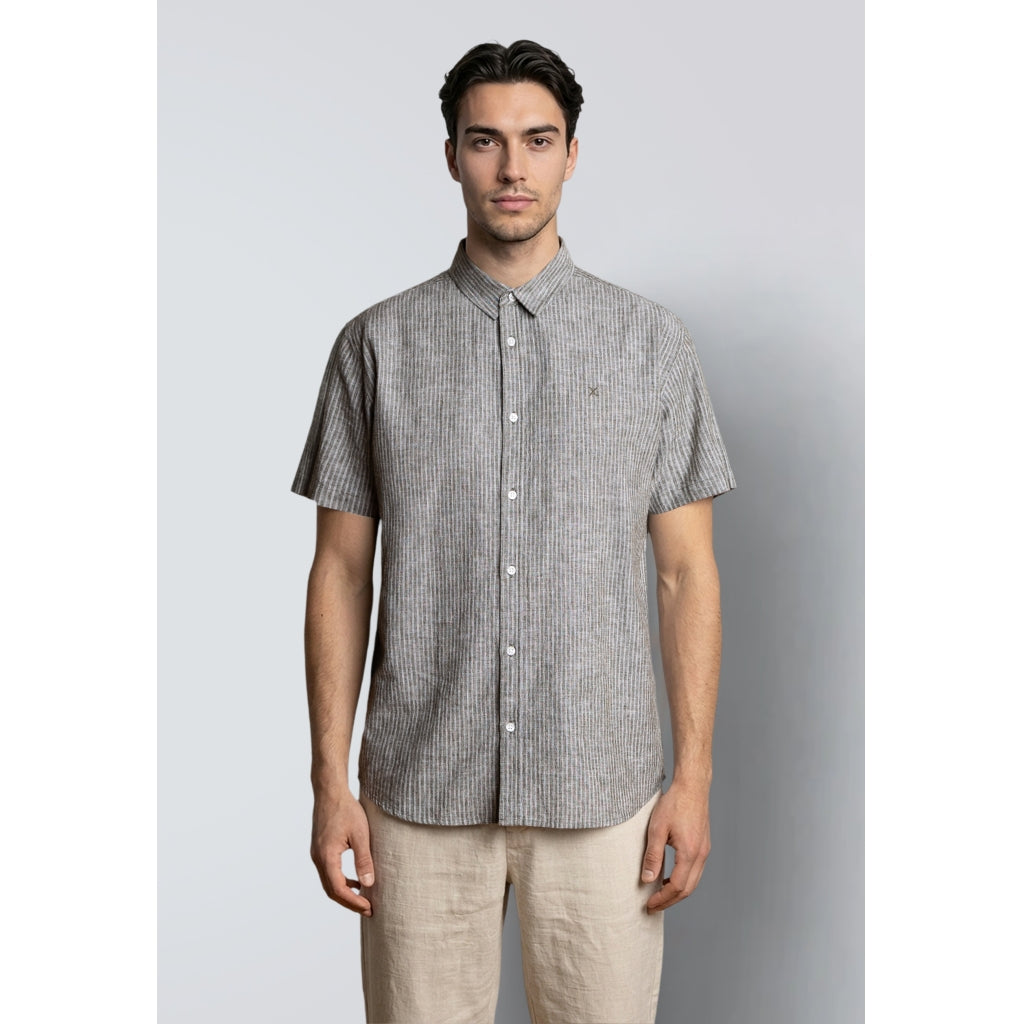 Luca Shirt Striped Shortsleeve Army/White