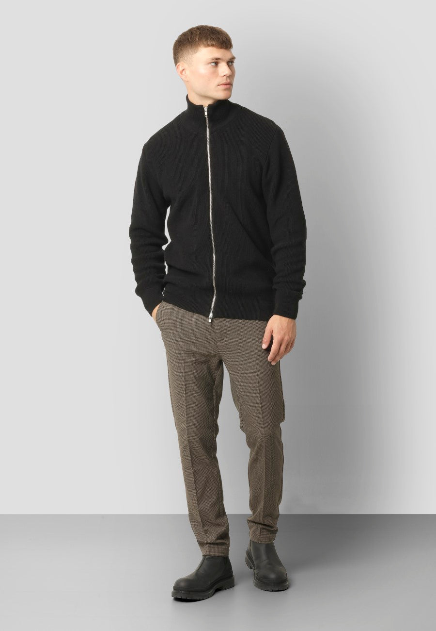 Mario Strikket Zip Cardigan Sort