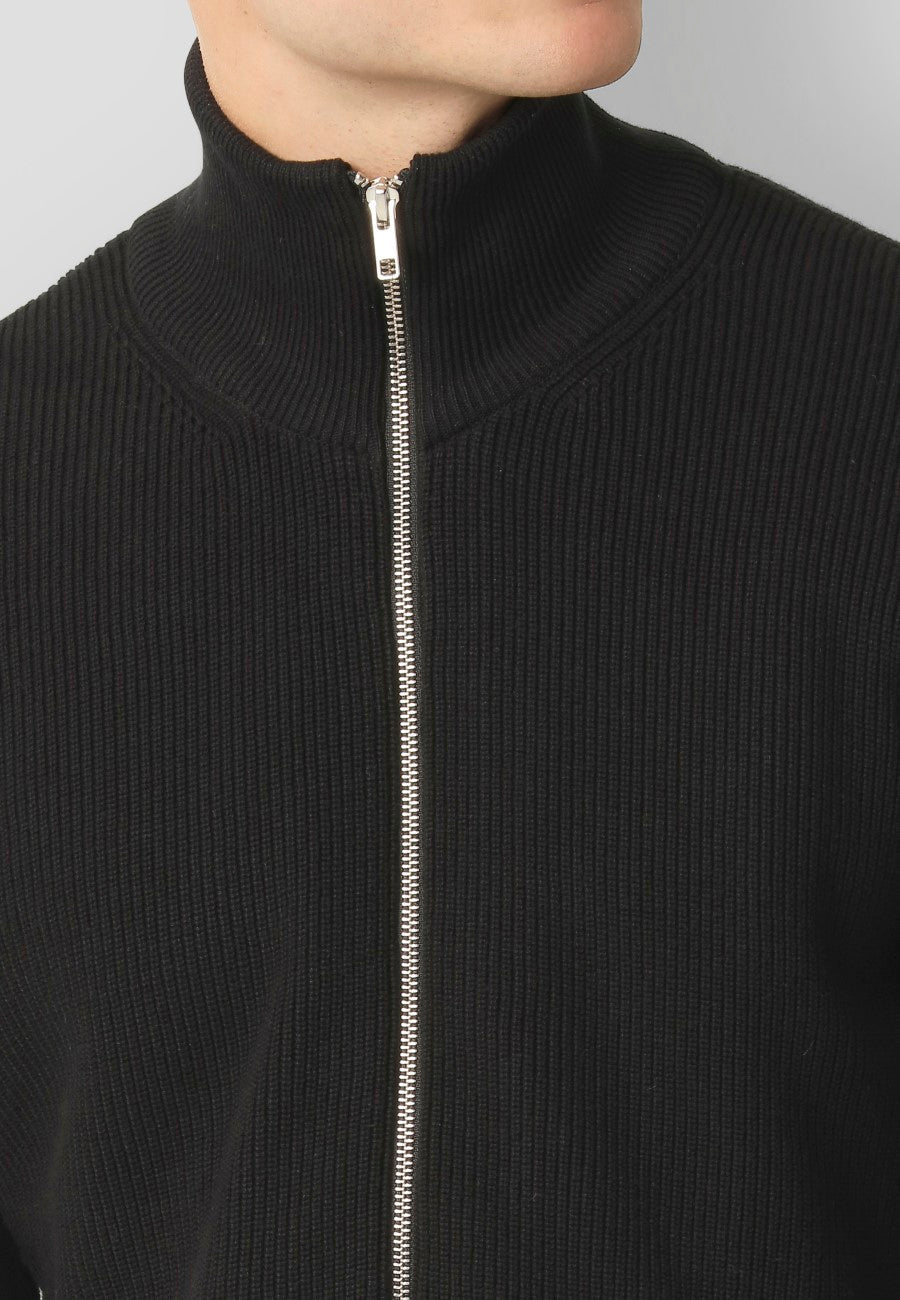 Mario Strikket Zip Cardigan Sort