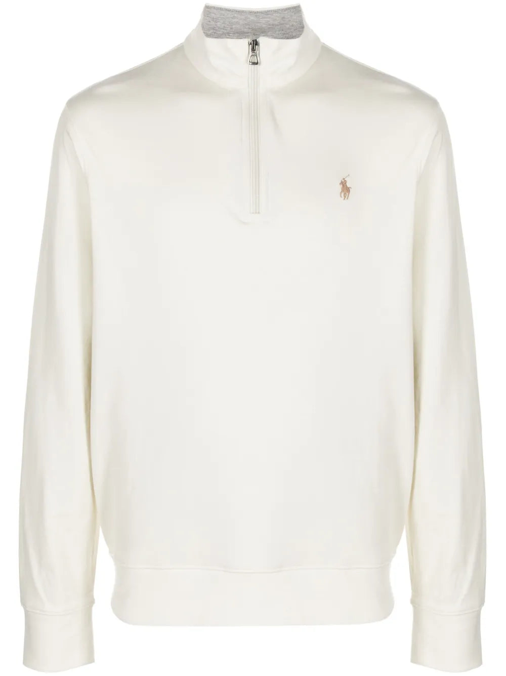 Jersey Quarter-Zip Pullover Cream White