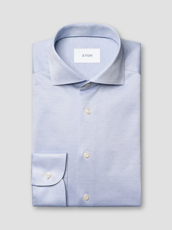 Filo di Scozia Knit Shirt Contemporary Fit Blue