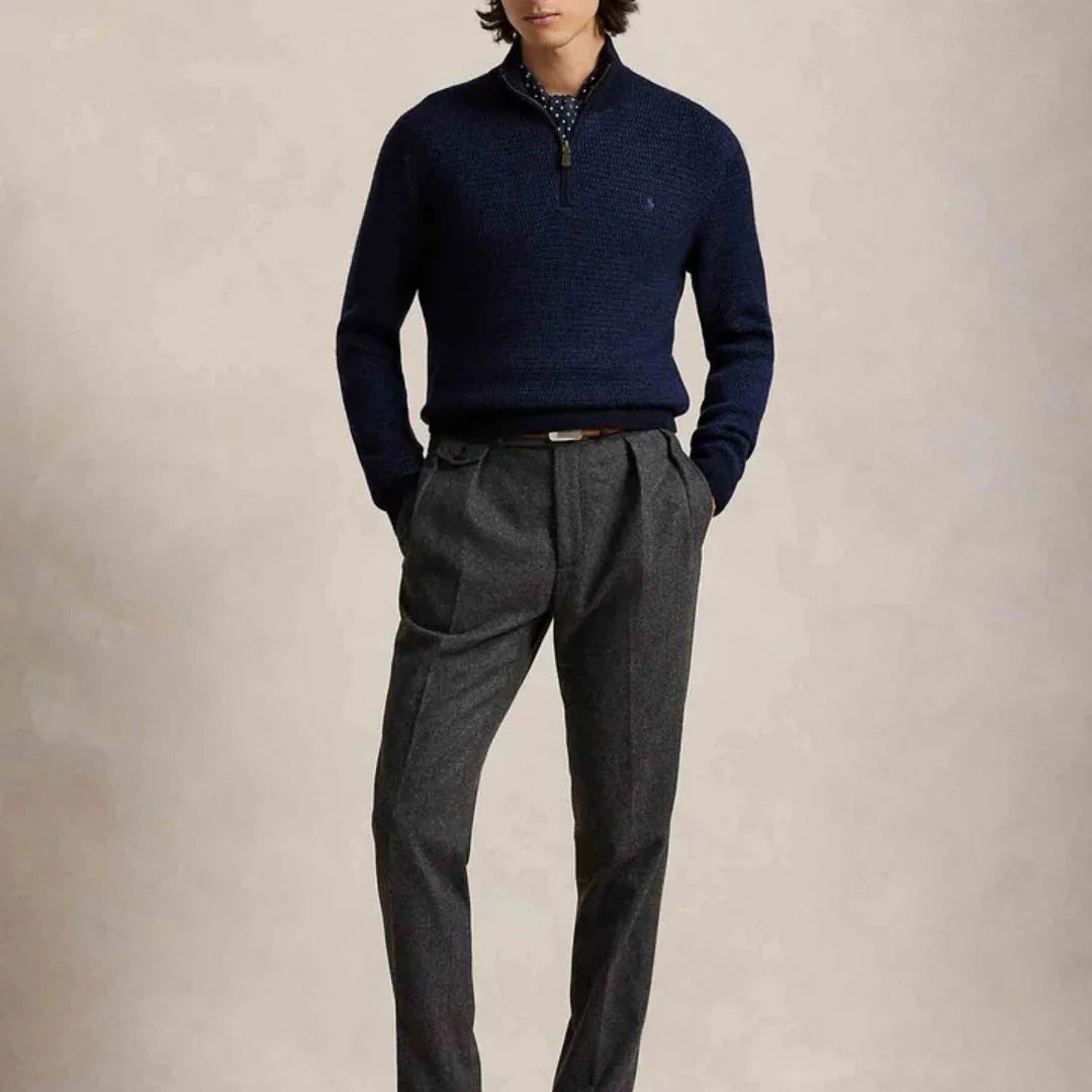 Polo Ralph Lauren Washable Wool Quarter-Zip Jumper - Navy