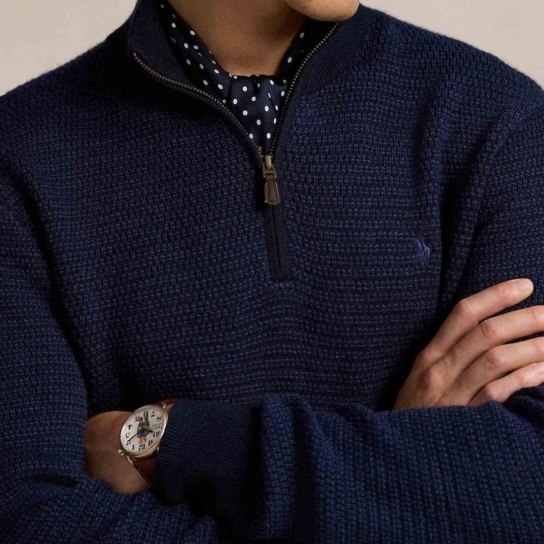 Polo Ralph Lauren Washable Wool Quarter-Zip Jumper - Navy