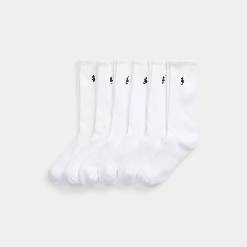 Cotton Blend Crew Sock 6 Pack White