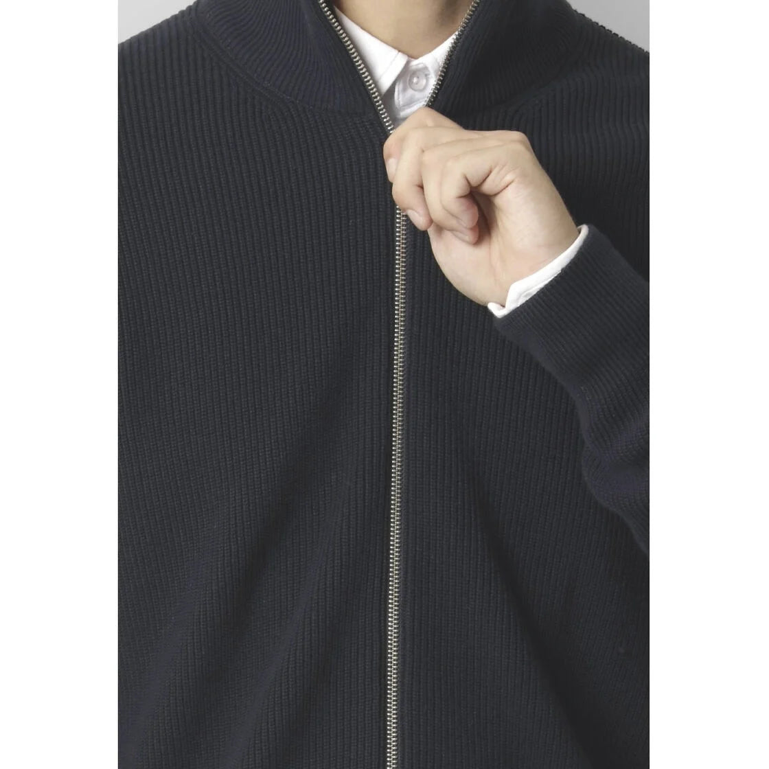 Mario Strikket Zip Cardigan Dark Navy