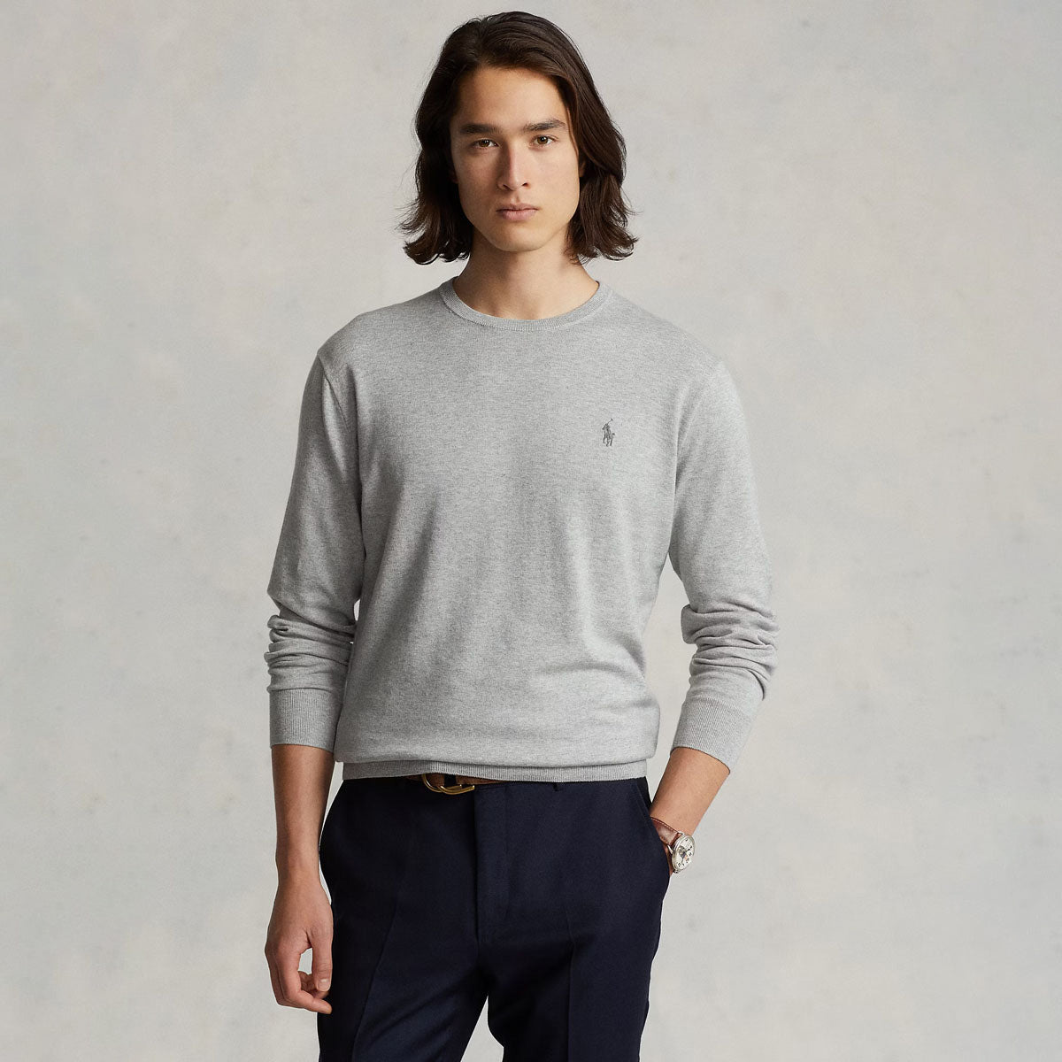 Polo Ralph Lauren Slim Fit Cotton Sweater - Rund Hals Grey
