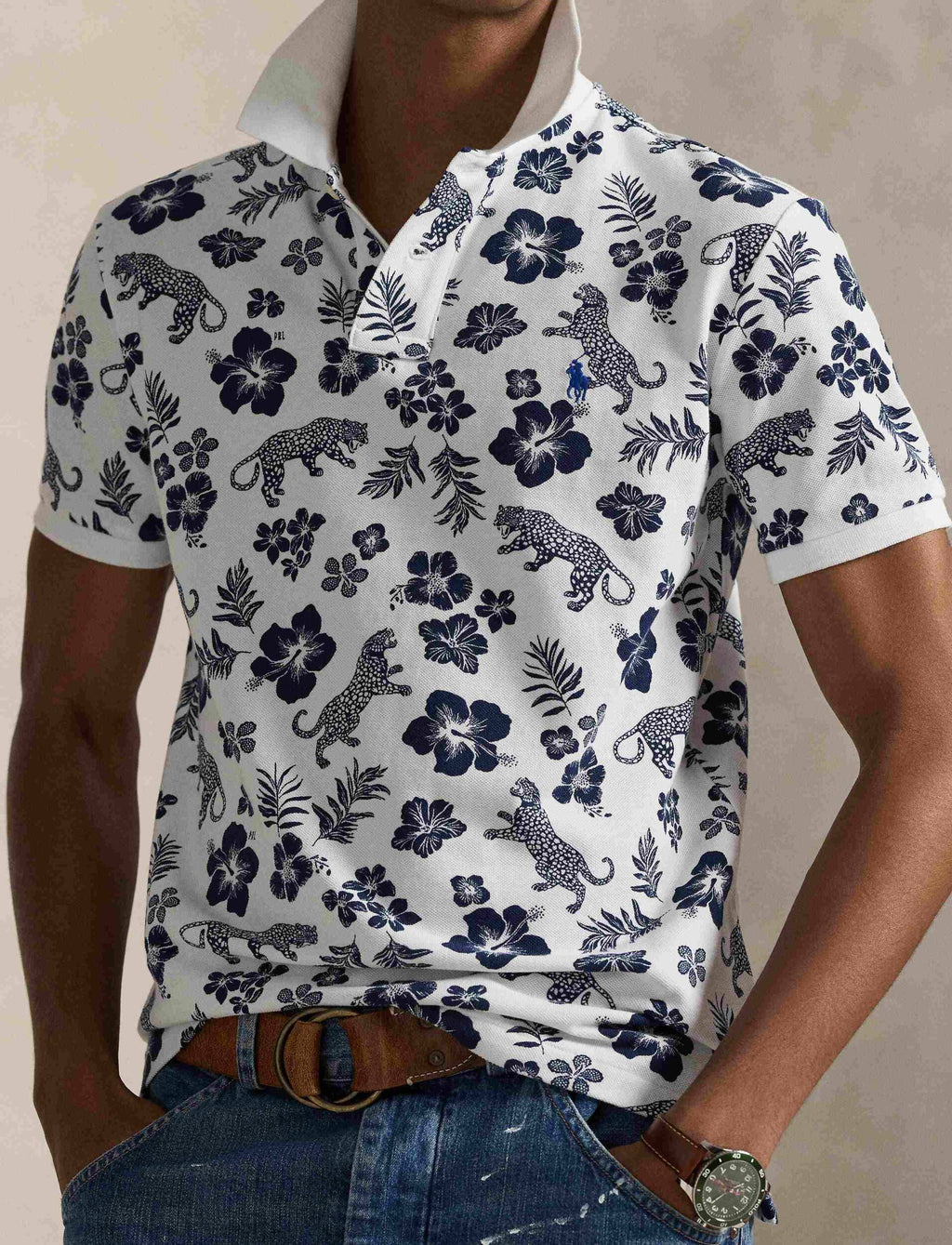 Custom Slim Fit Tropical Mesh Polo Shirt