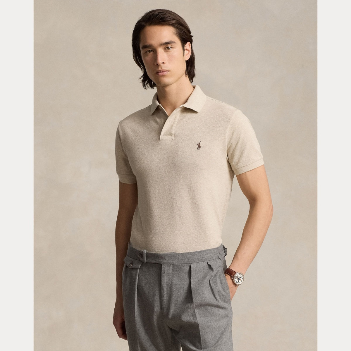 Custom Slim Fit Expedition Dune Mesh Polo Shirt