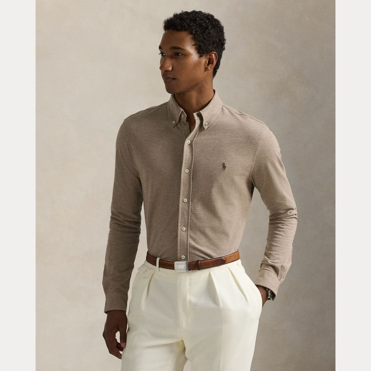 Polo Ralph Lauren Featherweight Mesh Shirt – Beige