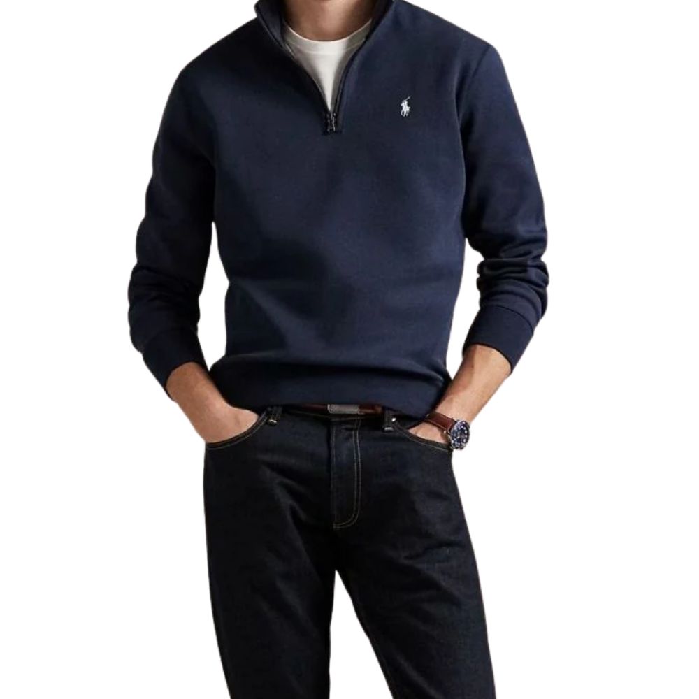 Double-Knit Quarter-Zip Genser Navy