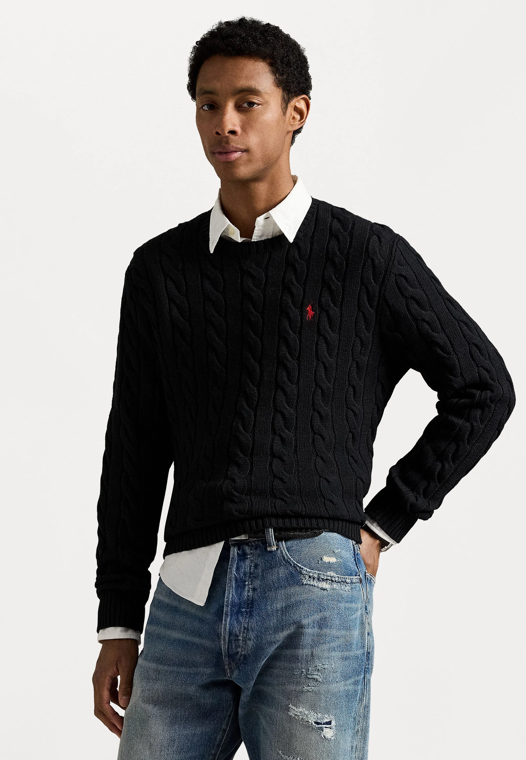 Polo Ralph Lauren Cable-Knit Cotton Sweater - Black