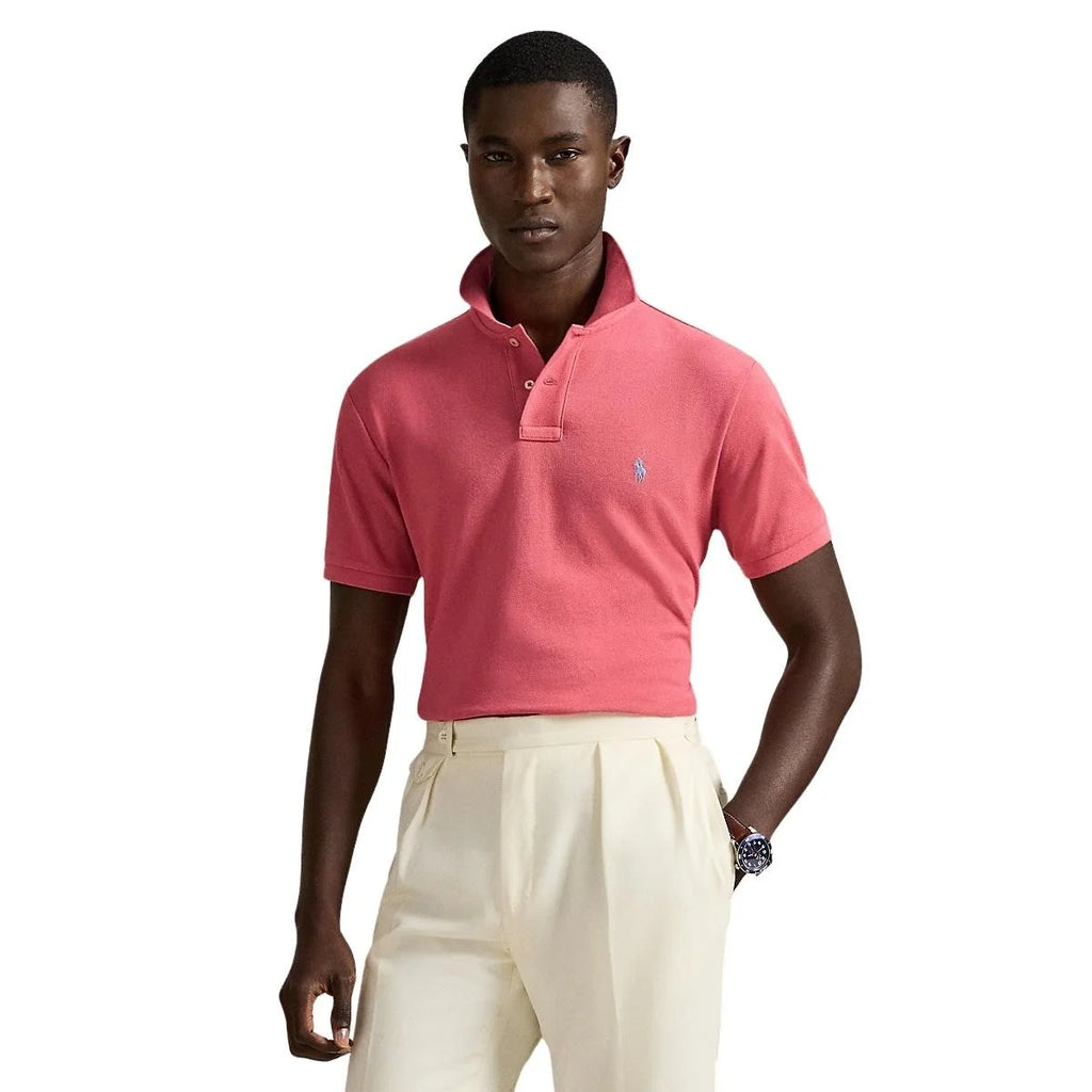 Custom Slim Fit Red Sky Mesh Polo Shirt