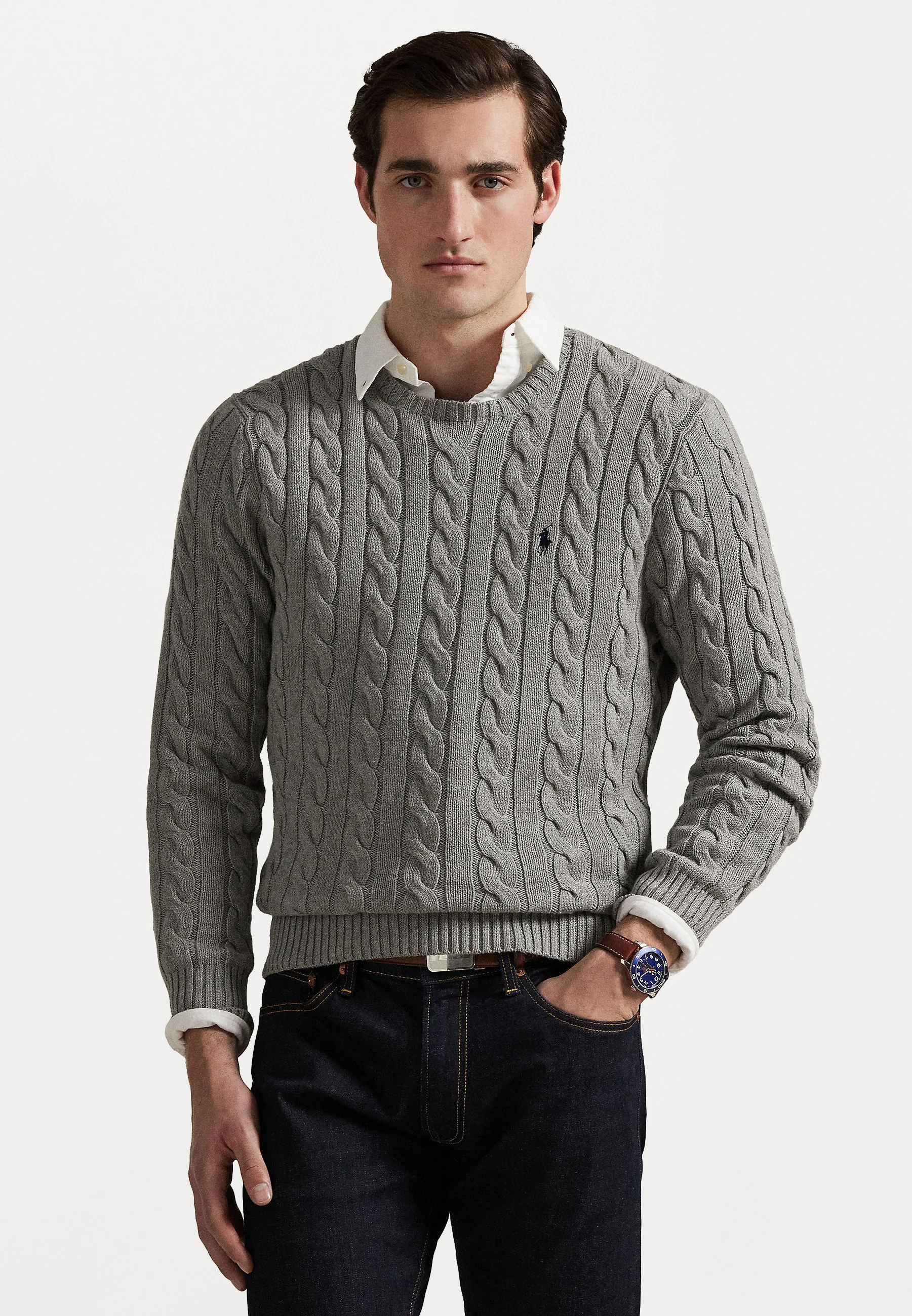 Polo Ralph Lauren Cable-Knit Cotton Sweater - Fawn Grey Heather