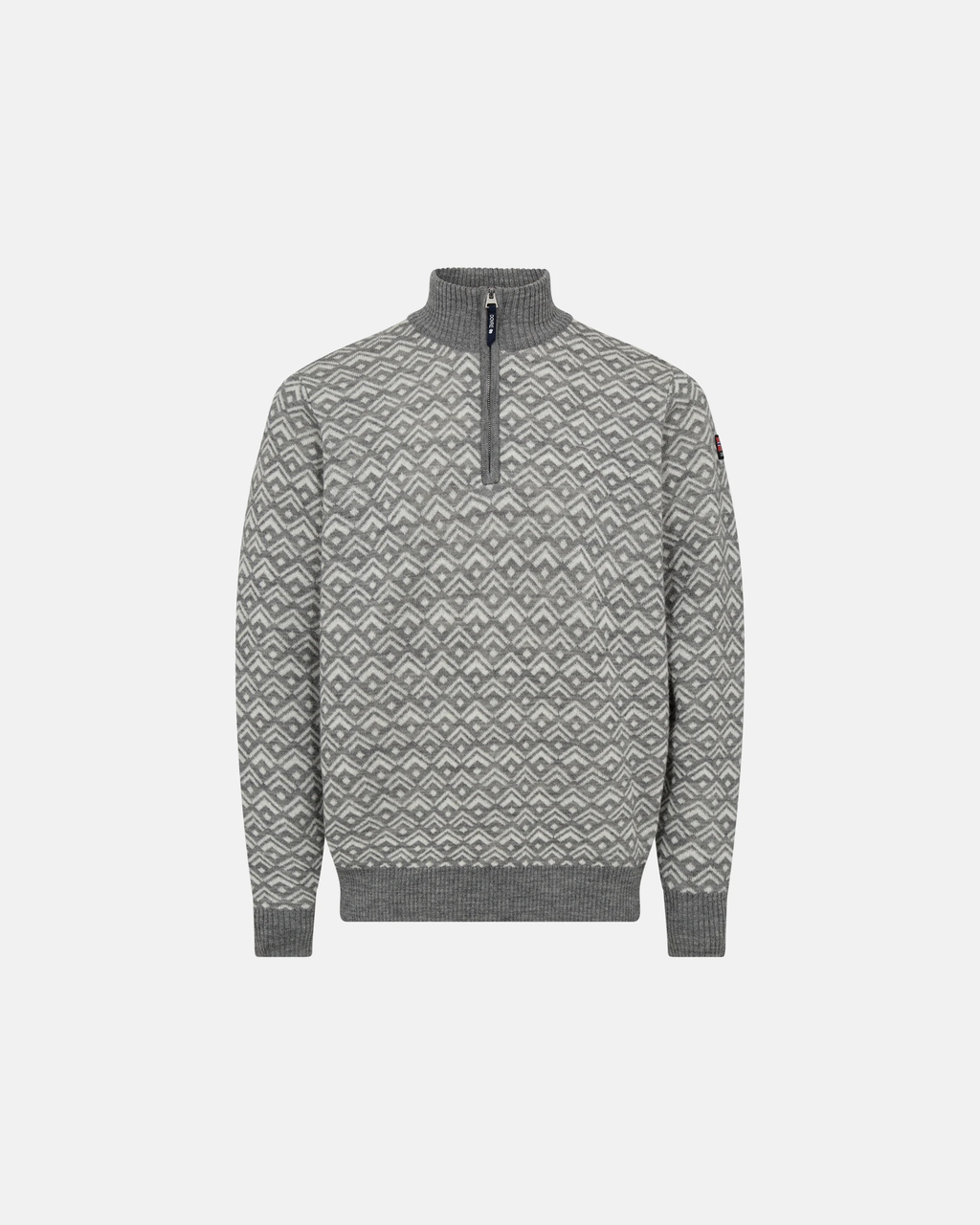Genser Half-Zip, 100% Ull, Grå