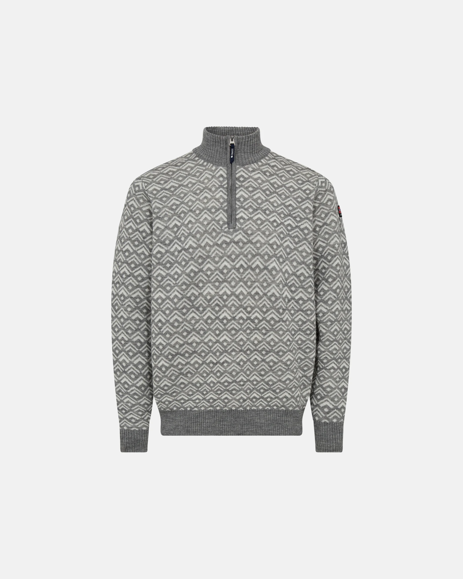 Genser Half-Zip, 100% Ull, Grå