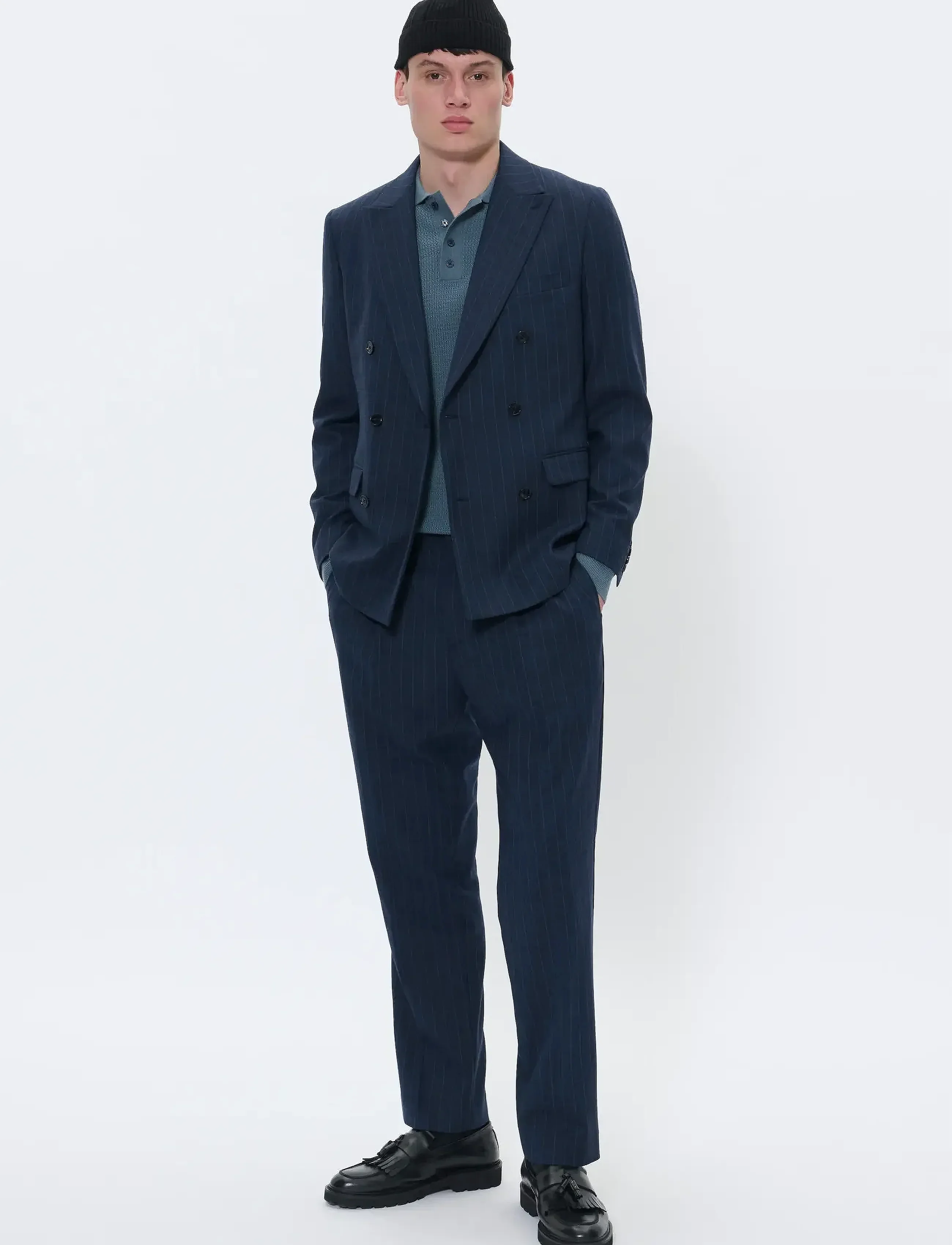 MAgaret Double - Dobbelspent Dress Navy Pinstripe