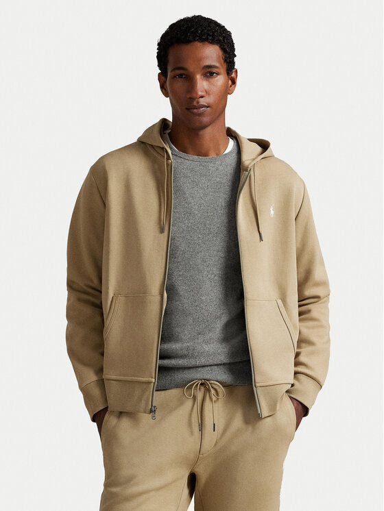 Polo Ralph Lauren Double-Knit Full-Zip Hoodie – Tan