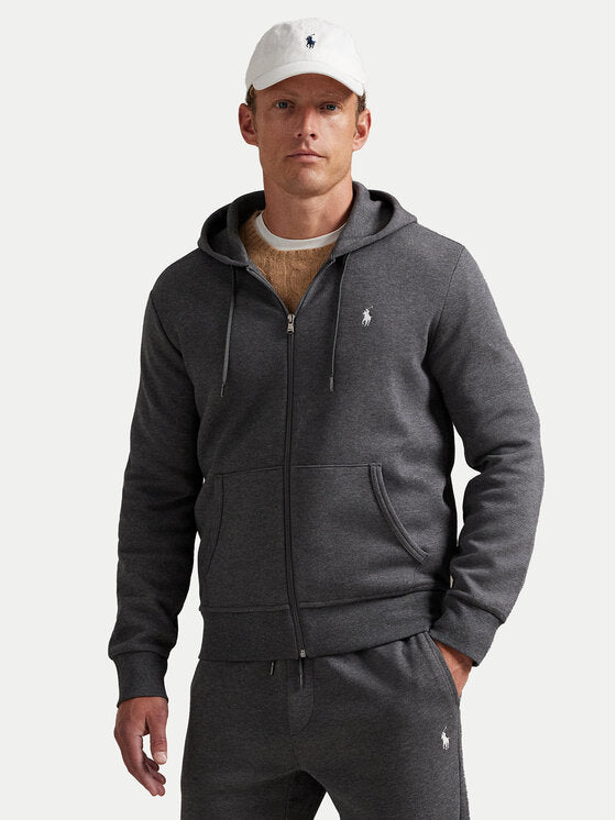 Polo Ralph Lauren Double-Knit Full-Zip Hoodie – Dark Grey