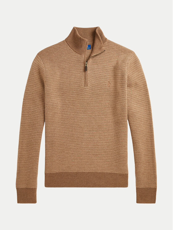Polo Ralph Lauren Washable Wool Quarter-Zip Jumper - Beige