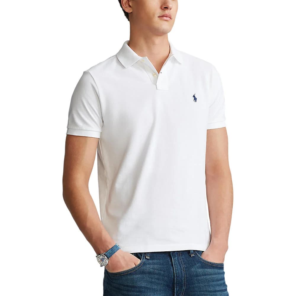 Polo Ralph Lauren Custom Slim Fit Mesh Polo – White